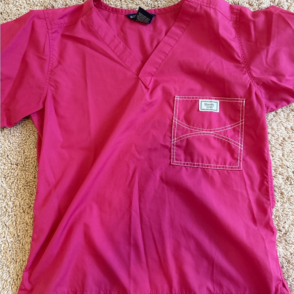Pink Blue Sky Scrub Top XS